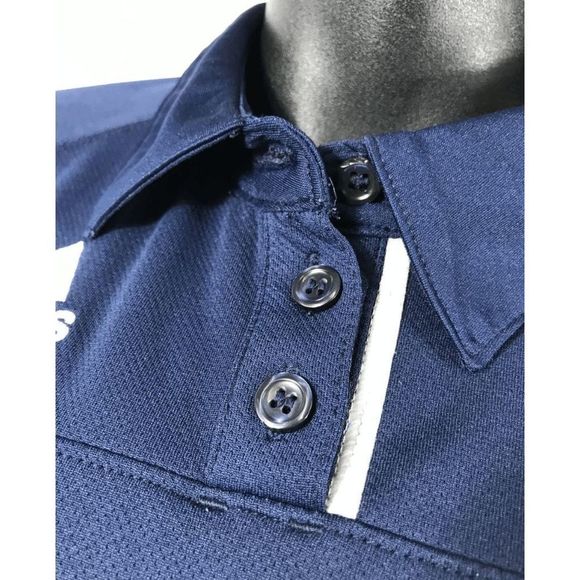 ADIDAS ☀️ Blue/navy Short Sleeve Button Poly/Poly Blend Shirt Women - Size XL - Picture 3 of 5
